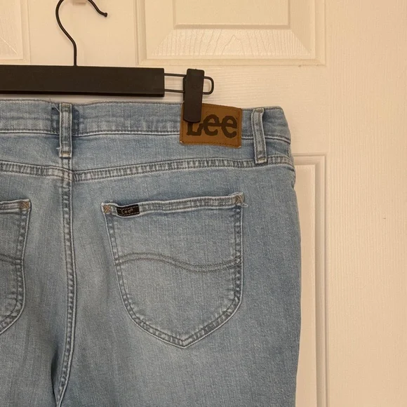 Lee Women's Light Blue Flare Jeans with Distressed Knee - Picture 3 of 4